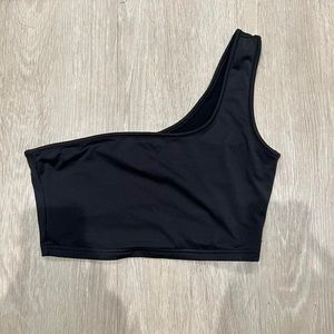 Black Cropped One Shoulder Top